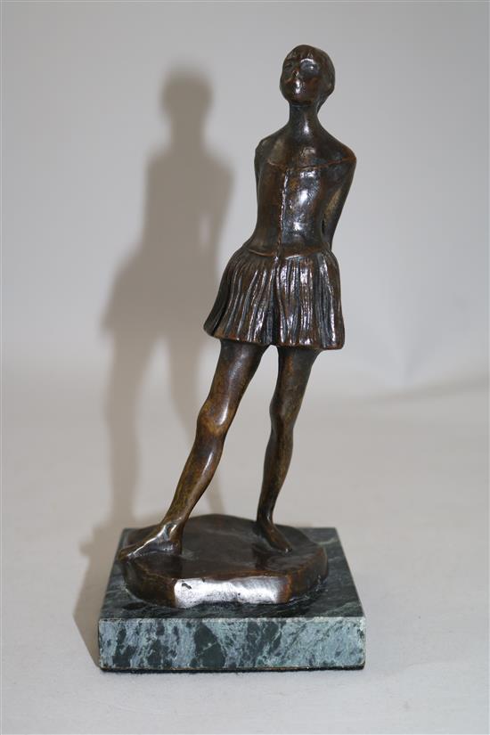 After Degas. A bronze figure of a lady, Little Dancer, 8.5in.